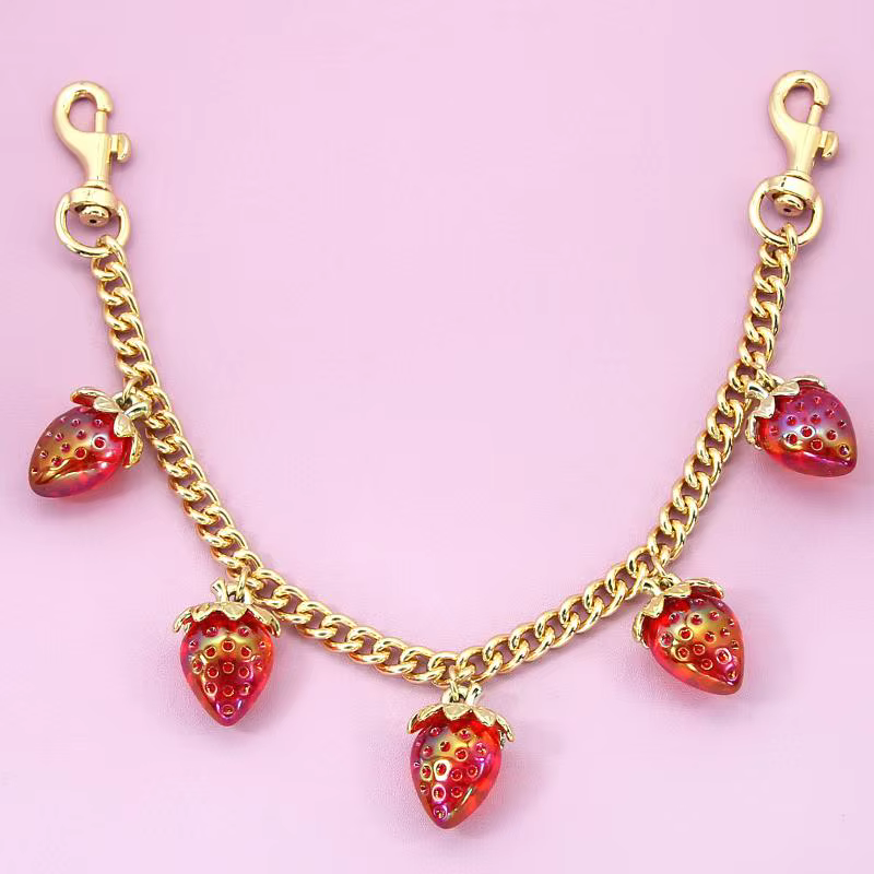 Chaîne DIY pour sac à main avec pendentif fraise-cerise