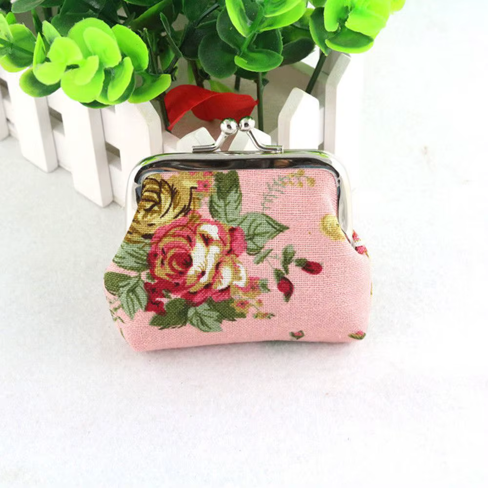 Floral femmes Vintage fleur rétro Mini petit portefeuille pochette porte-monnaie porte-carte de crédit