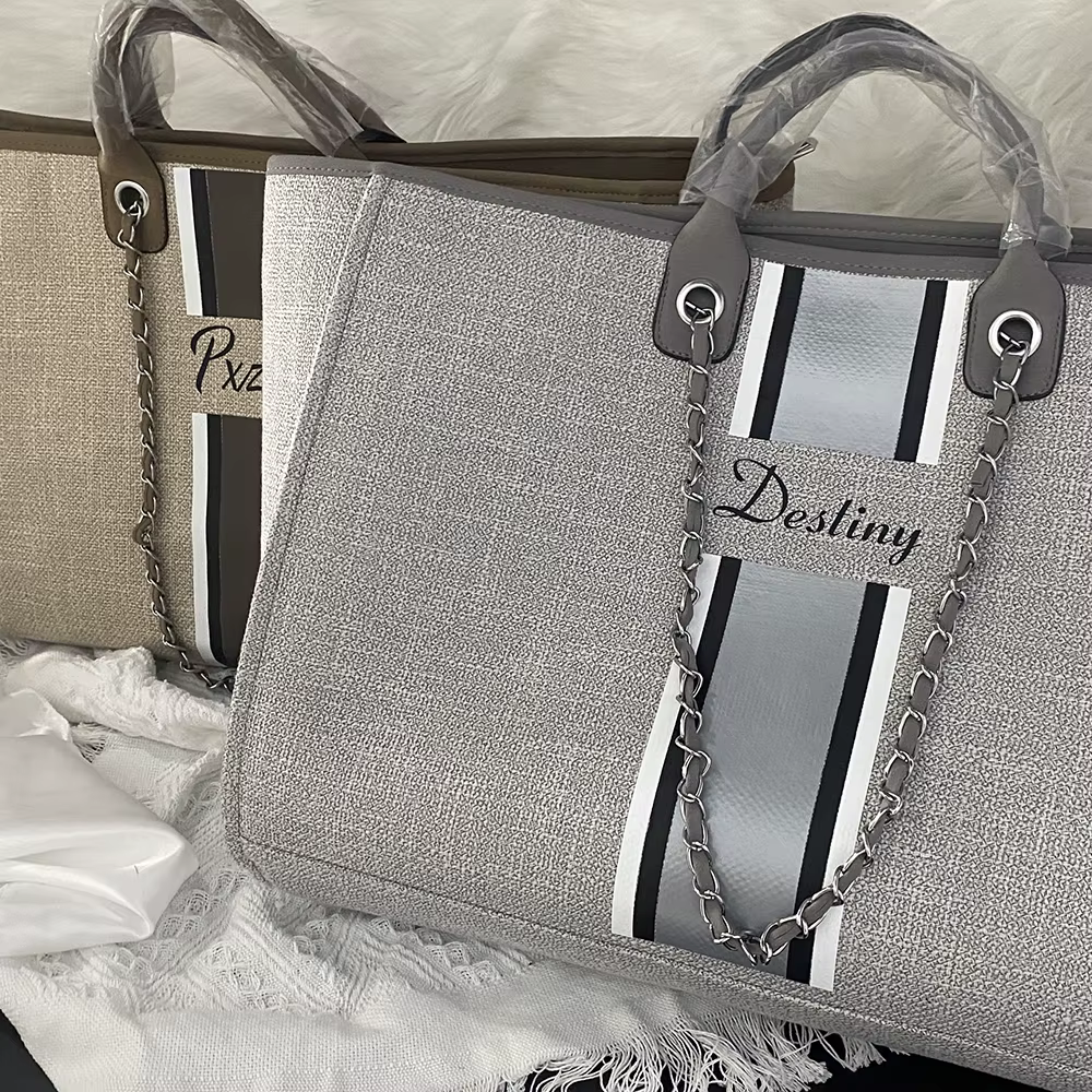 Personnaliser monogramme sac fourre-tout grande maman Mini toile sac à main sacs de voyage personnalisé chaîne sac