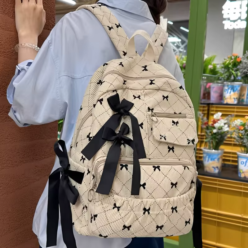 Sac à dos en velours côtelé pour femmes et filles