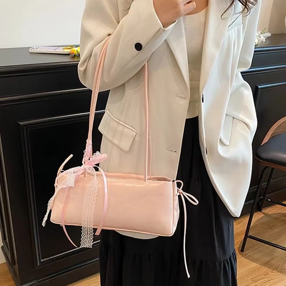 Sac à bandoulière multicolore tendance en cuir PU avec nœud papillon