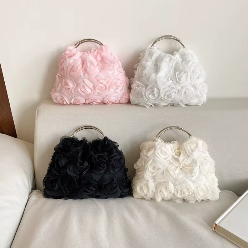 Sacs fourre-tout de luxe à fleurs roses pour femmes