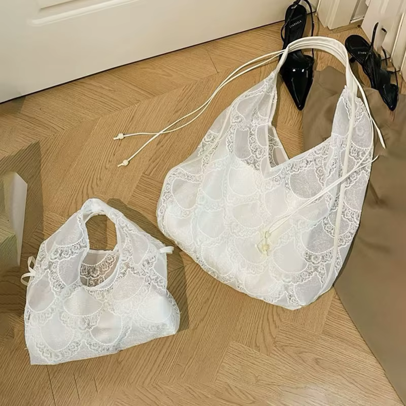 Sac fourre-tout Balletcore en dentelle transparente et perles