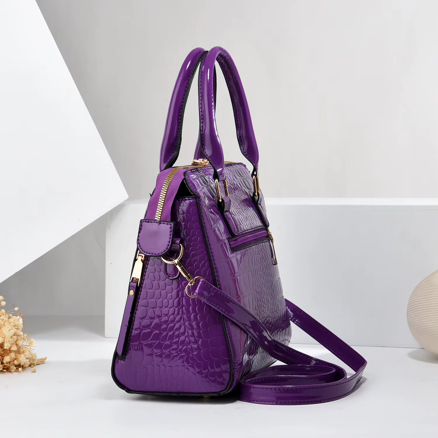Luxueux sac à main fourre-tout en relief crocodile – Sac