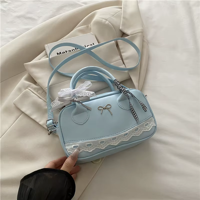 Sac à main élégant et simple, sac à bandoulière Boston, sac à bandoulière avec nœud en dentelle, petit sac carré, sac décontracté 2026