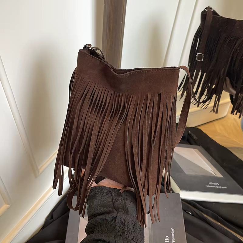 Nouveau sac bandoulière style bohème à franges