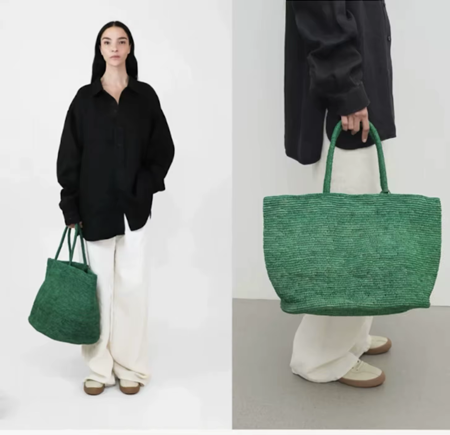 Nouveau Sac Fourre-tout Grande Capacité en Raphia Fait Main pour Femme
