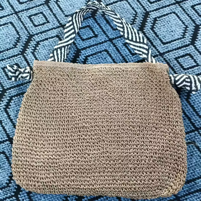Sac à bandoulière pour femme, sac d'été en paille tressée, sac sous le bras de grande capacité, petit sac carré color block