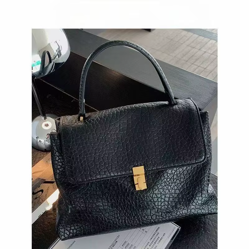 Sac fourre-tout en cuir véritable, sac à main minimaliste, sac de navetteur, sac à bandoulière et sac croisé, nouveau style, motif Litchi, vente chaude de la saison