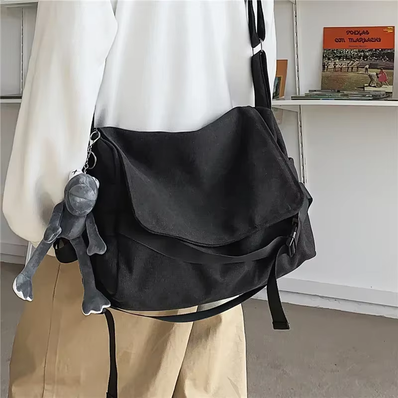 Sac messager en toile dames grande capacité sacs à main sac à bandoulière jeunes filles étudiants