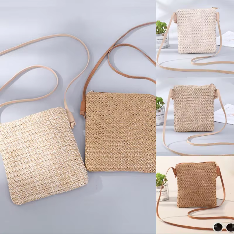 Sac à main carré en rotin pour femmes