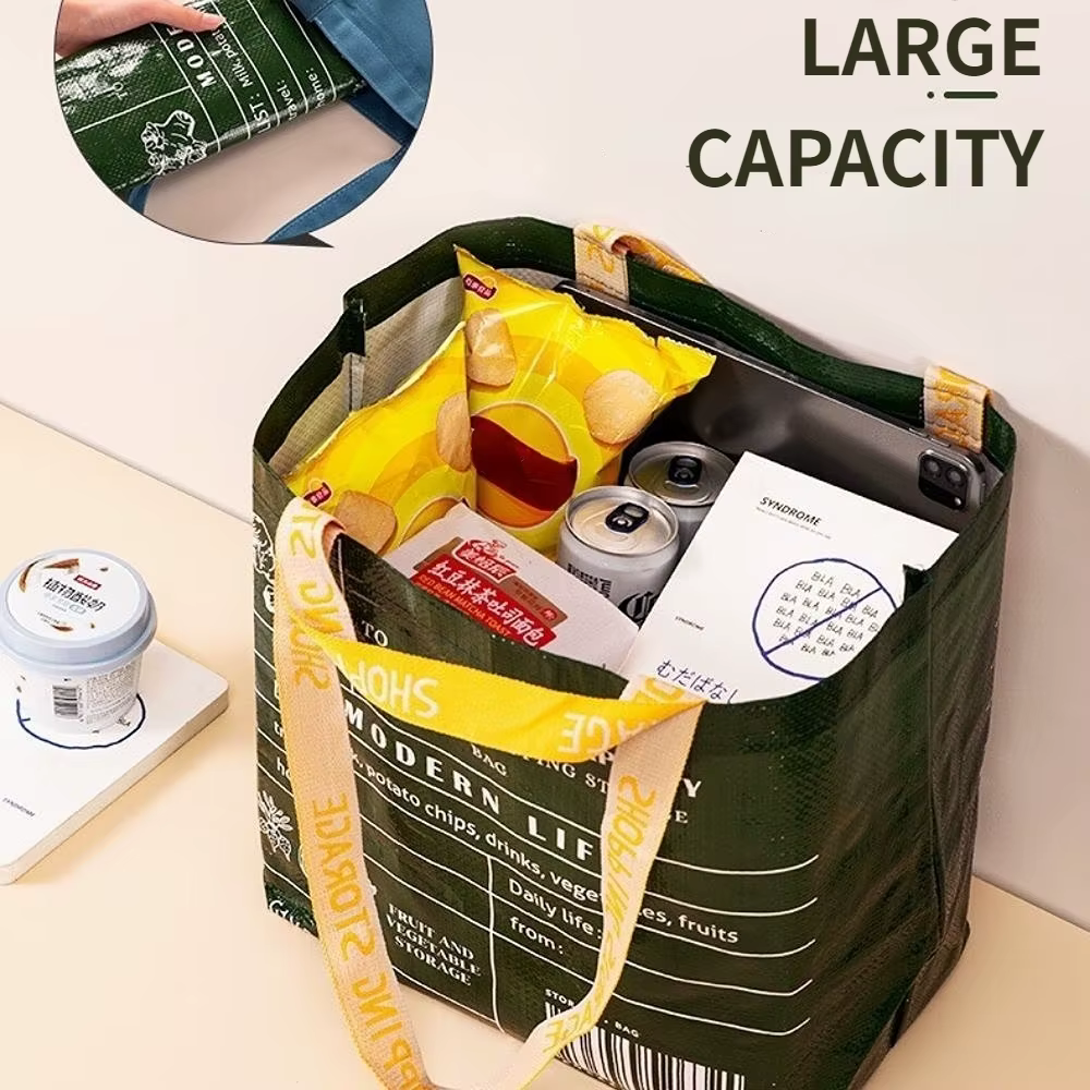 Sac d'épicerie de supermarché étanche de grande capacité, sac de courses tissé PP Portable à une épaule pour les magasins de détail, boutique