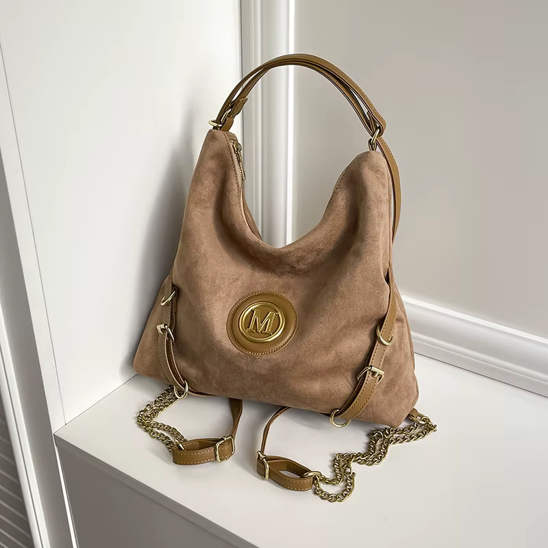 2026 nouvelle tendance sac fourre-tout décontracté Faux daim couleur unie lettre