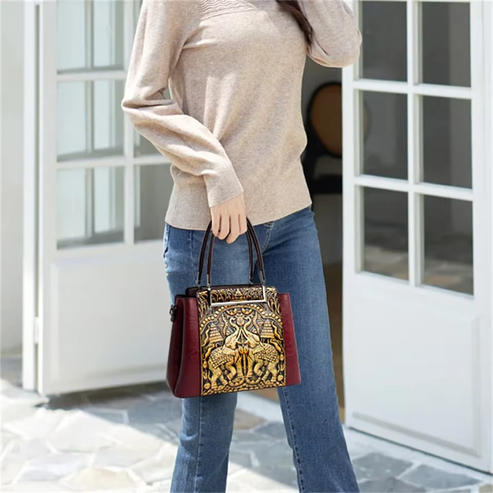Sac à main en cuir PU fait à la main pour femme