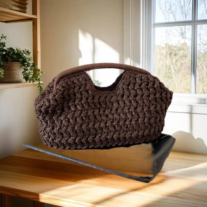Sac à main en paille élégant pour femmes, sac à bandoulière polyvalent pour la plage, sacs tissés exquis sous le bras et de soirée, cadeau