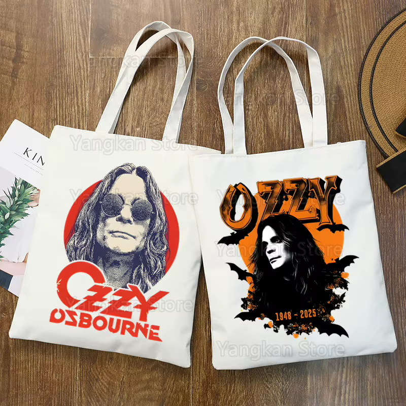 Rock Ozzy Osbourne diable métal imprimé toile sac à bandoulière femme Harajuku drôle grande capacité Eco environnement Shopper sac