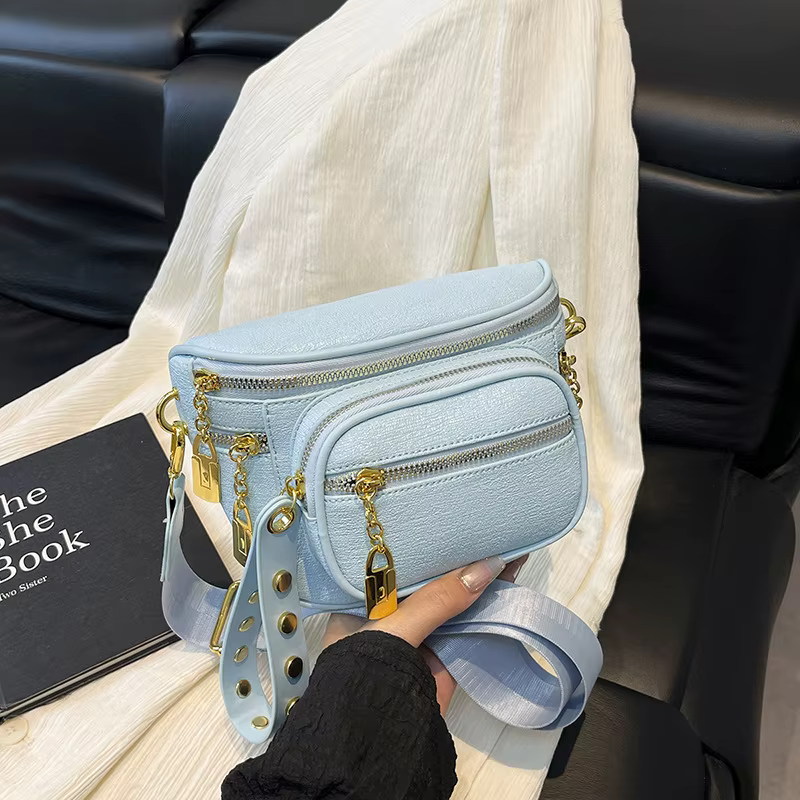 Sac bandoulière multi-couches zippé tendance