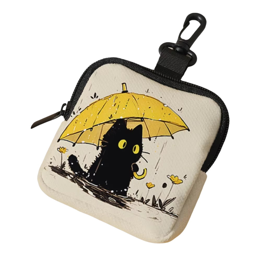 Nouveau Mini porte-monnaie chat imprimé léger écouteur sac Portable en cuir artificiel fermeture éclair sac de rangement amis cadeau