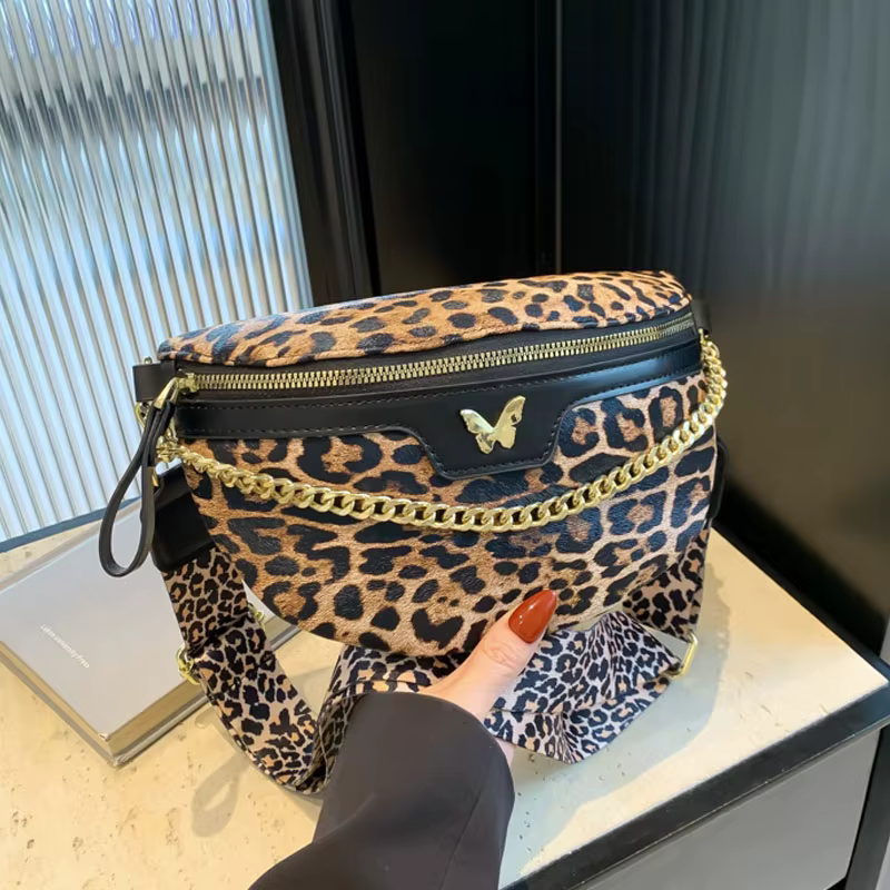 Sac banane imprimé léopard pour femme