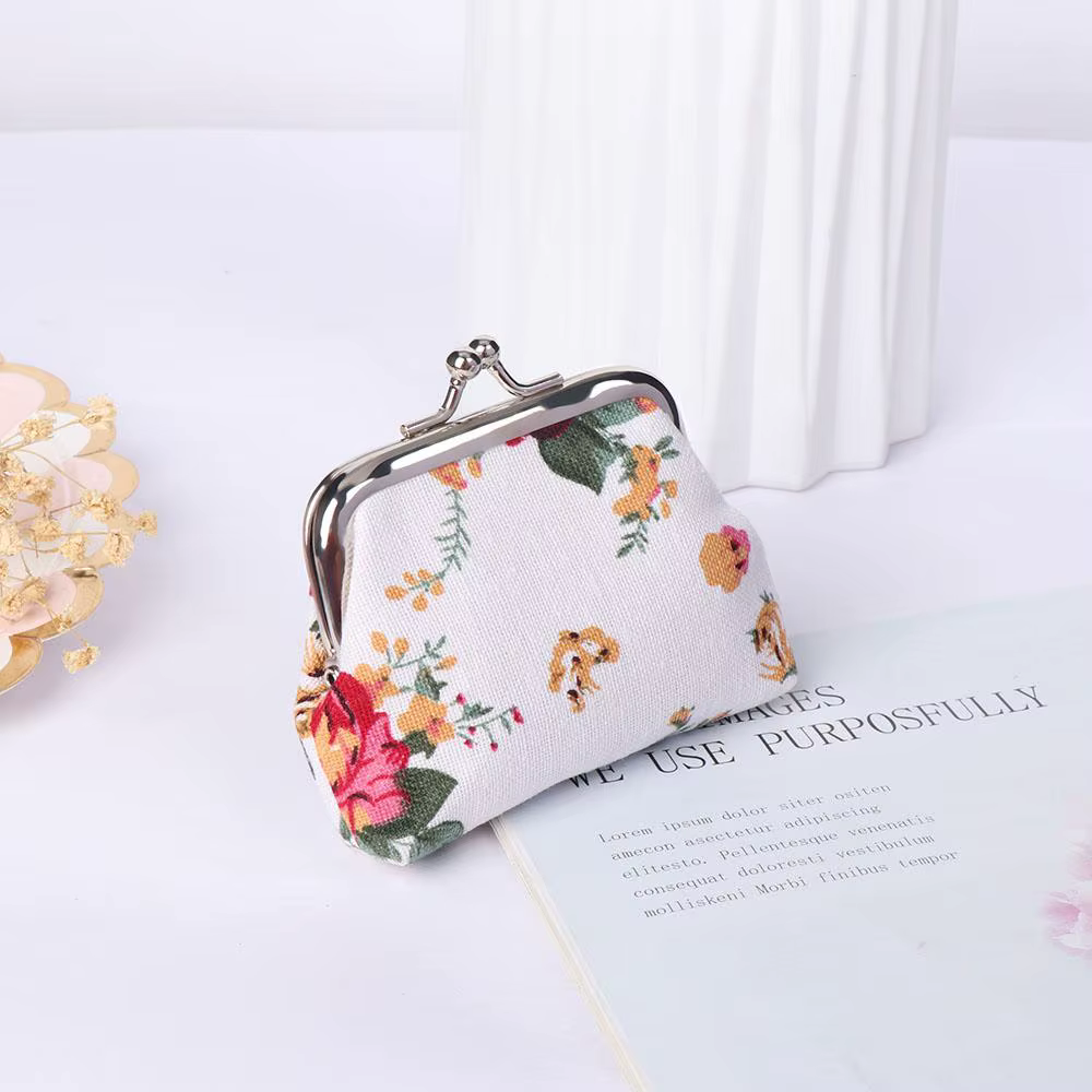 Floral femmes Vintage fleur rétro Mini petit portefeuille pochette porte-monnaie porte-carte de crédit