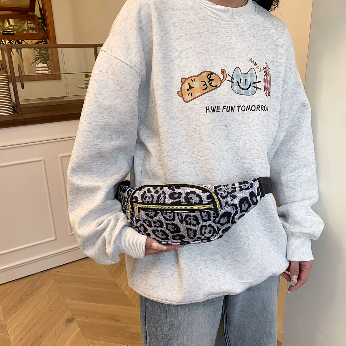 Sac de taille imprimé léopard pour femmes