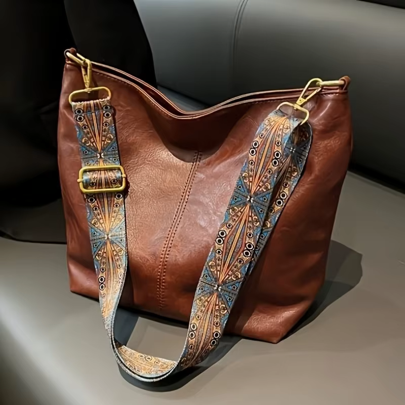 Nouvelle mode européenne et américaine fourre-tout épaule et bandoulière grande capacité sac seau couleur unie PU sac pour femmes tendance de rue