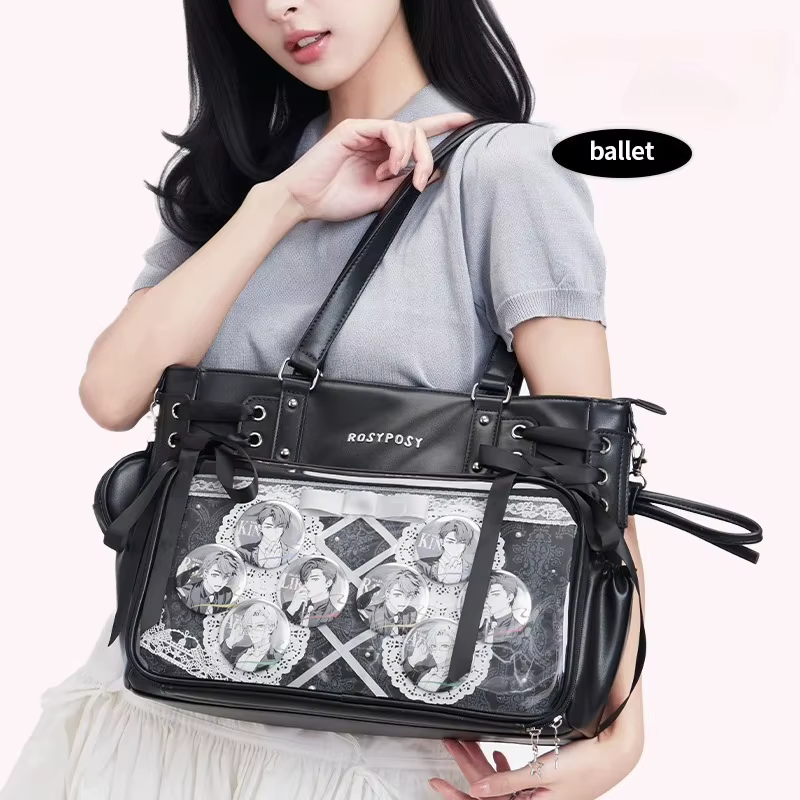 Bandage Bow Ita Sac haute capacité sous les bras Sac Femme douce fille Transparent Bolsos Mujer sacs à bandoulière