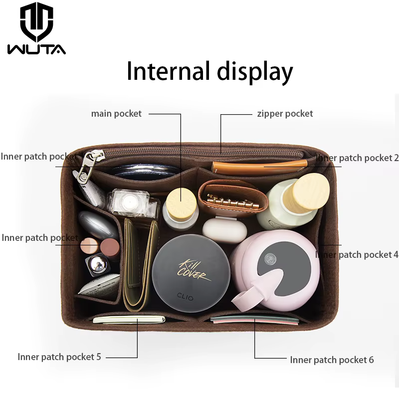 WUTA feutre insérer sac organisateur pour for LV Speedy 20 25 30 35 rabat sac à main sac intérieur maquillage voyage sac