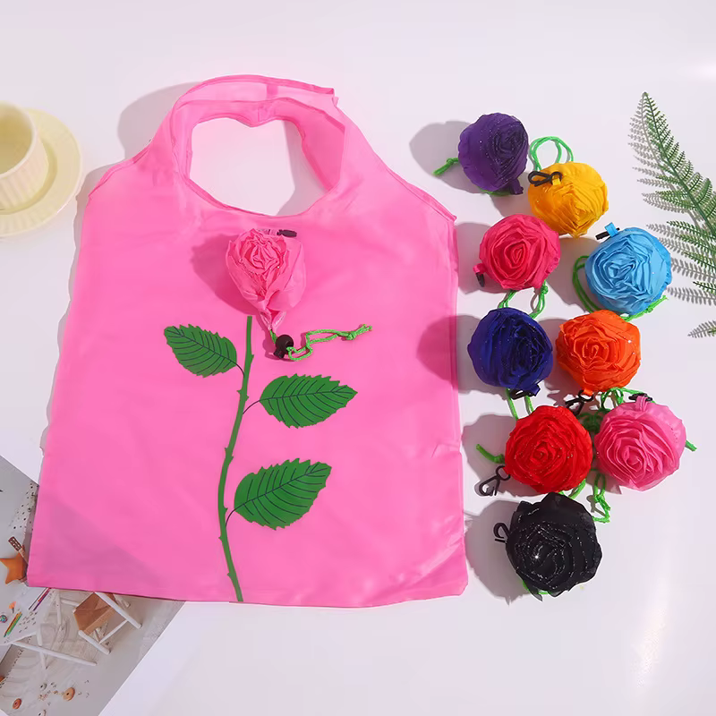 Sac de courses pliable à fleurs de roses