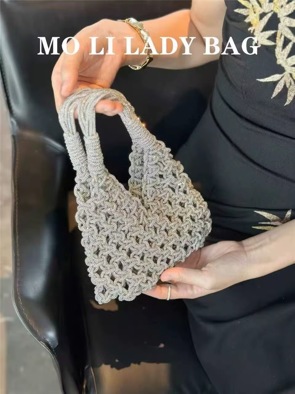 Sac circulaire tissé à la main en corde brillante