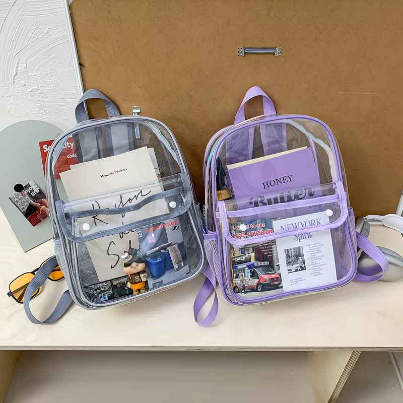 Nouveaux Sacs à Dos Transparents Exquis et Tendance 2026 en PU Imperméable et Durable pour les Trajets Quotidiens