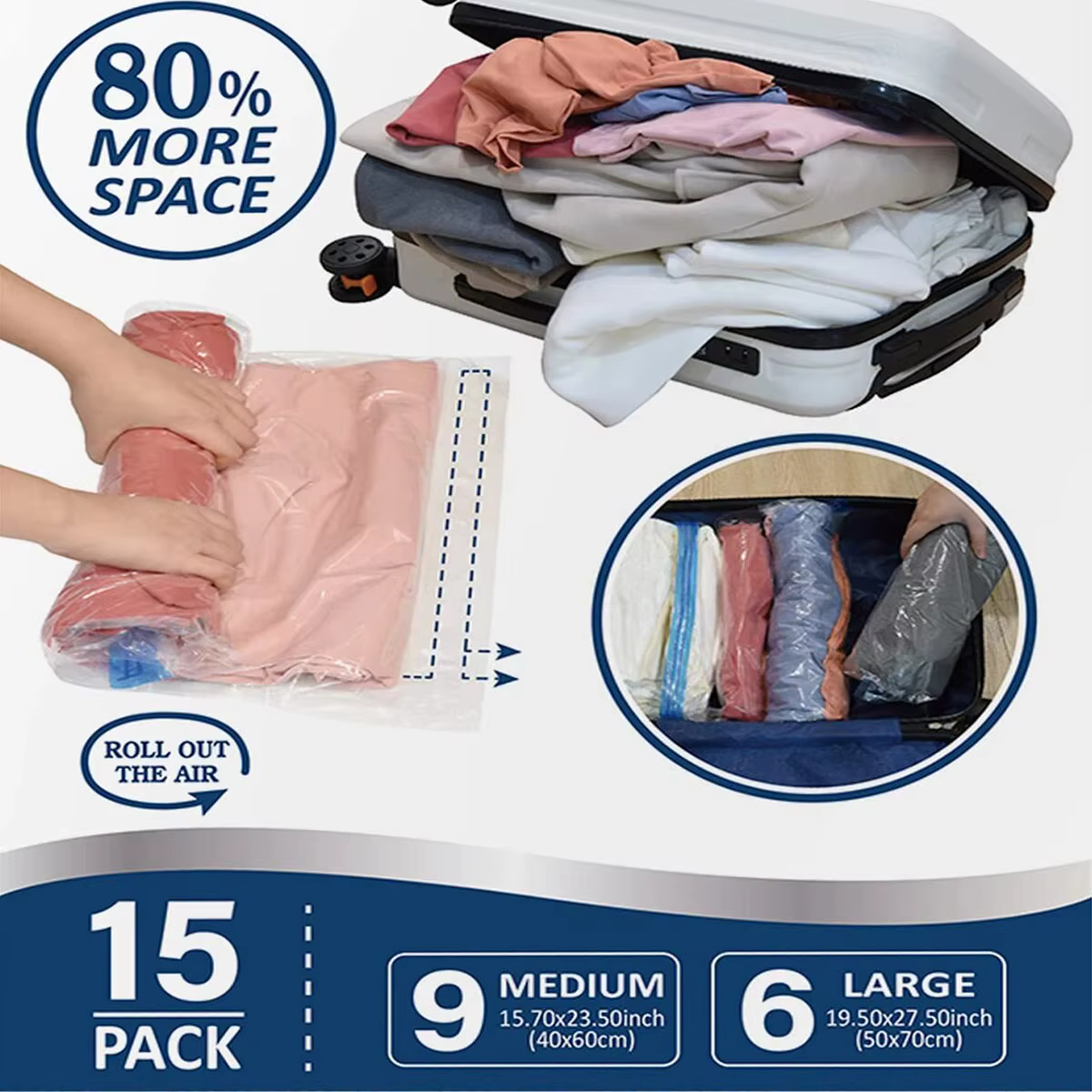 Sacs de rangement enroulables pour voyage