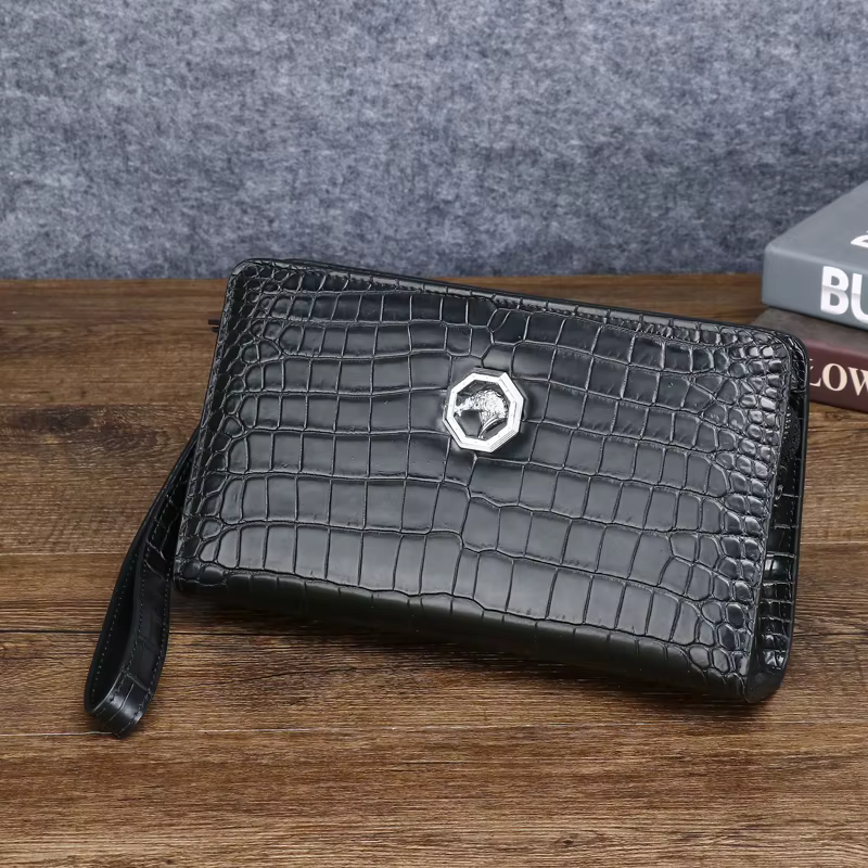 Pochette en cuir véritable pour hommes