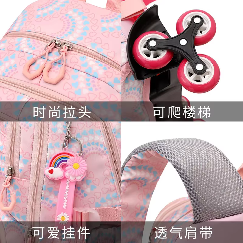 Sac à Dos d'École à Roulettes pour Fille