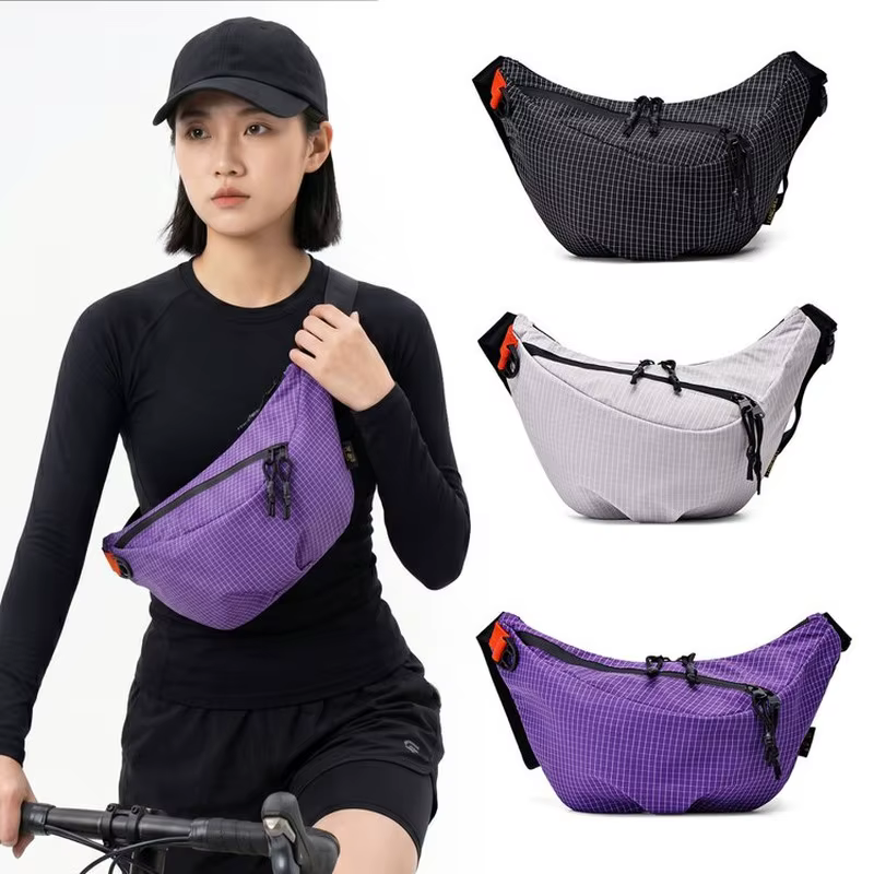 Sac banane bandoulière à motif quadrillé