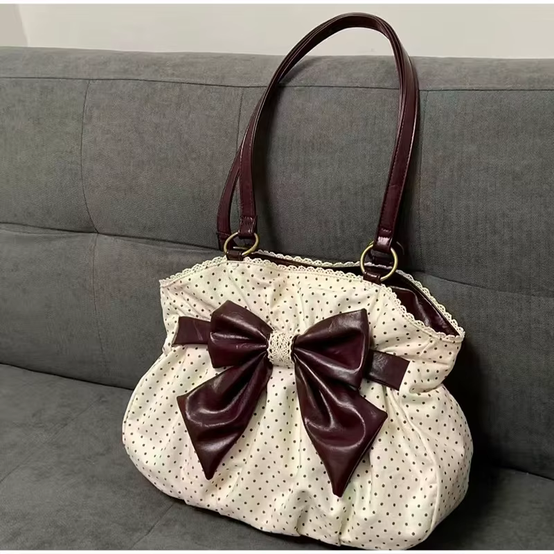 Sac fourre-tout à motif de pois pour femmes