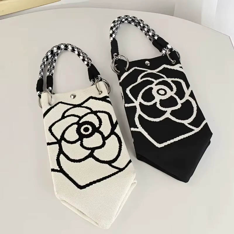 Sac à main tricoté à fleurs pour femmes