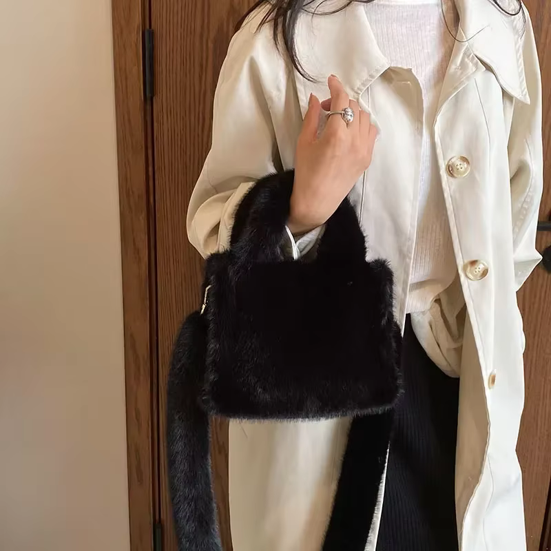 Sac à Main de Luxe en Fausse Fourrure pour Femme