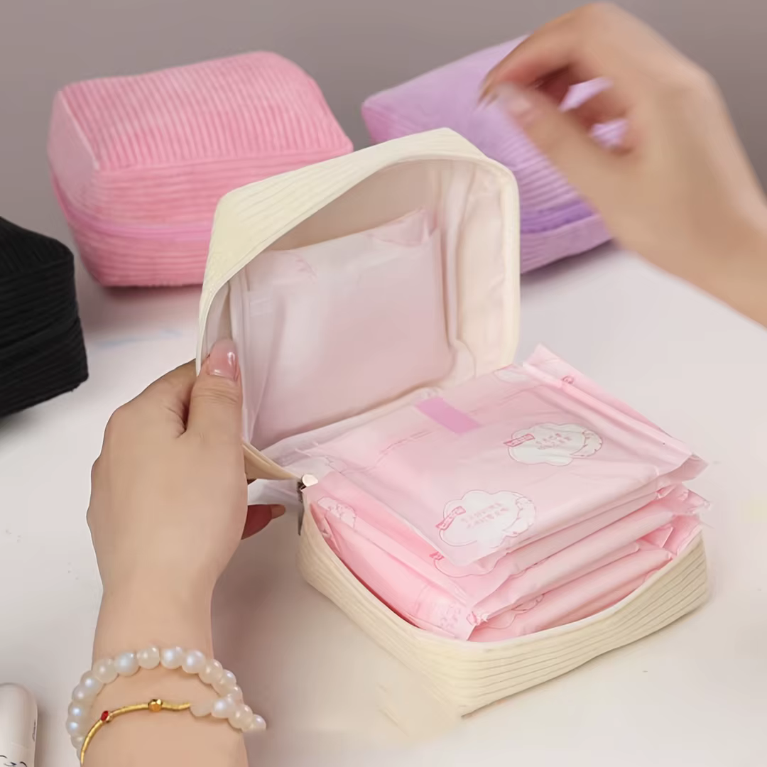 Sac de rangement pour serviettes hygiéniques 2026 en tissu peluche épais
