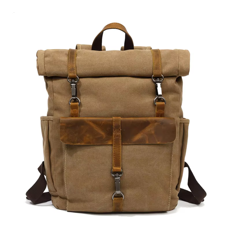 Sac à dos en toile de style vintage pour hommes et femmes avec bretelles réglables et compartiments spacieux