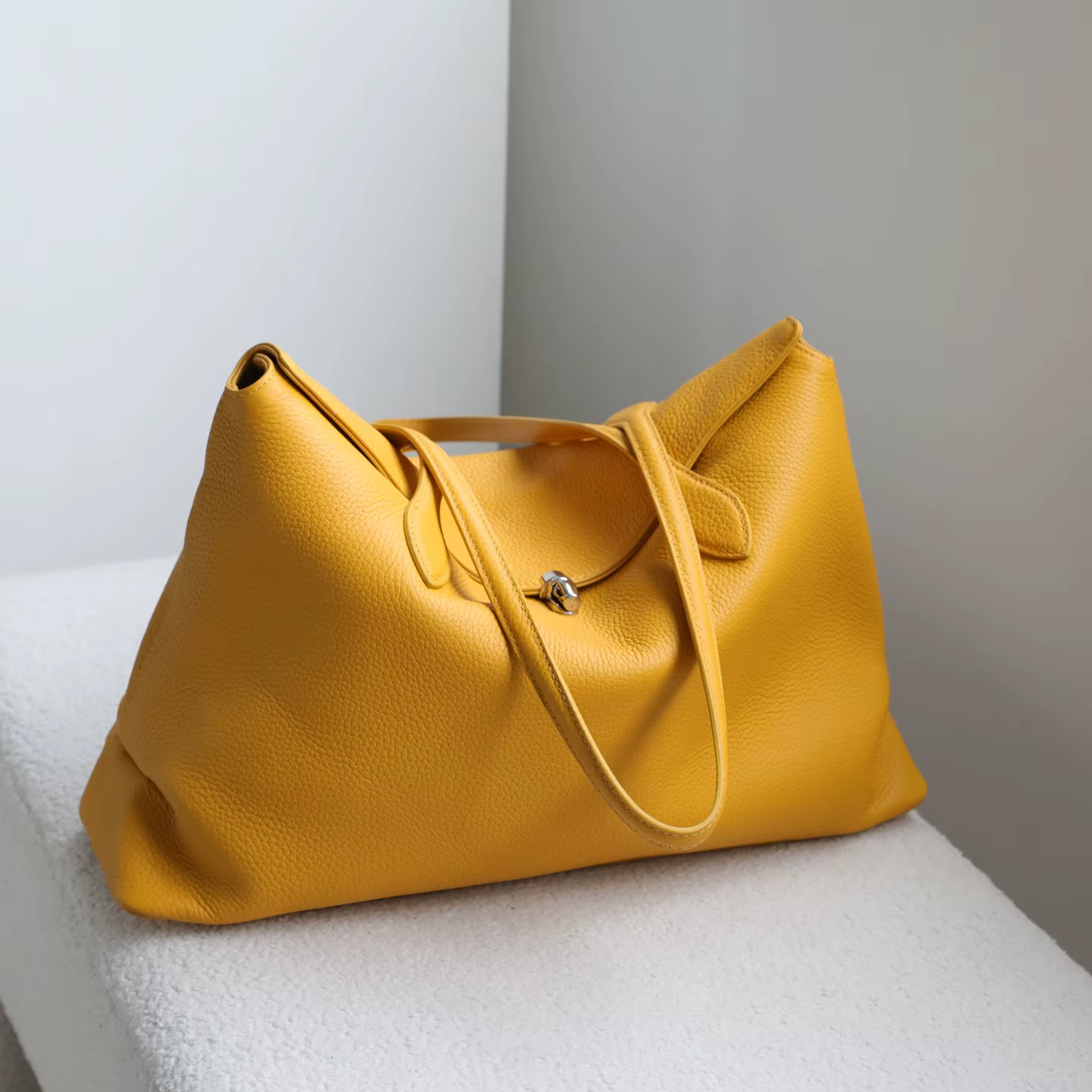 Sac fourre-tout en cuir véritable Spring - Sac à bandoulière en cuir de vachette grande capacité, plusieurs couleurs