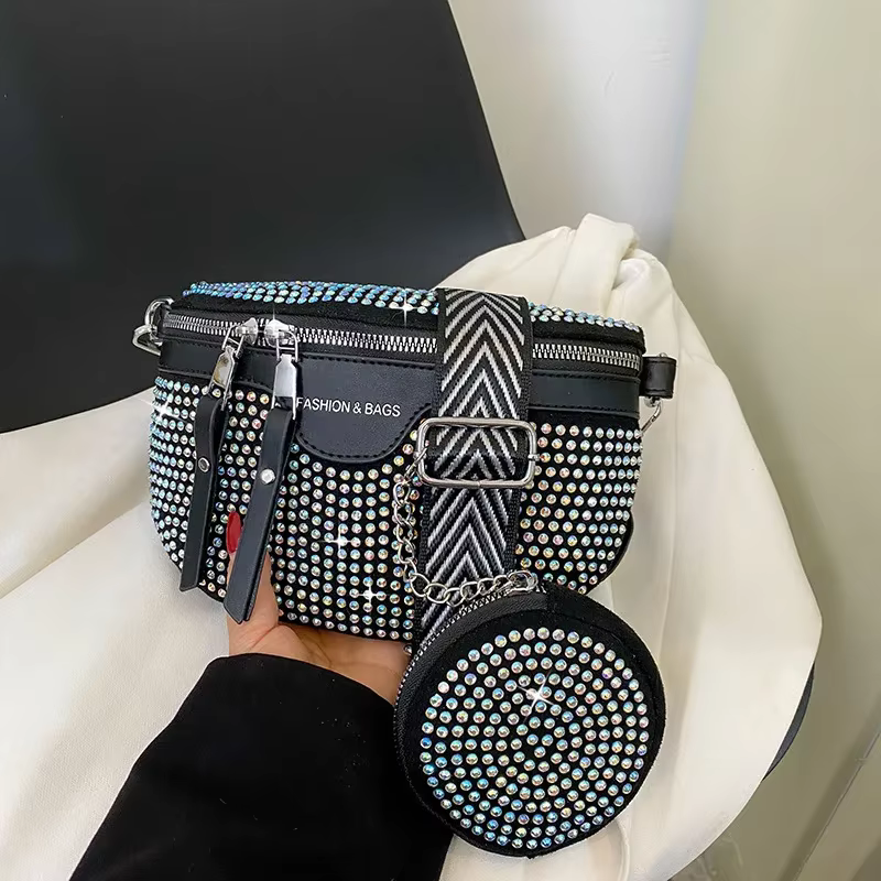 Sac bandoulière chic style coréen avec diamants brillants