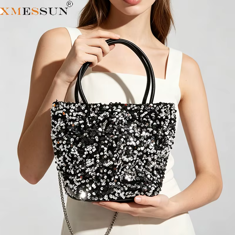 XMESSUN Nouveau sac seau à paillettes pour femmes