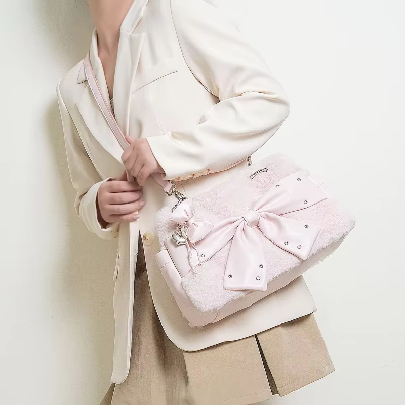 Sac à main à nœud rose mignon pour femmes