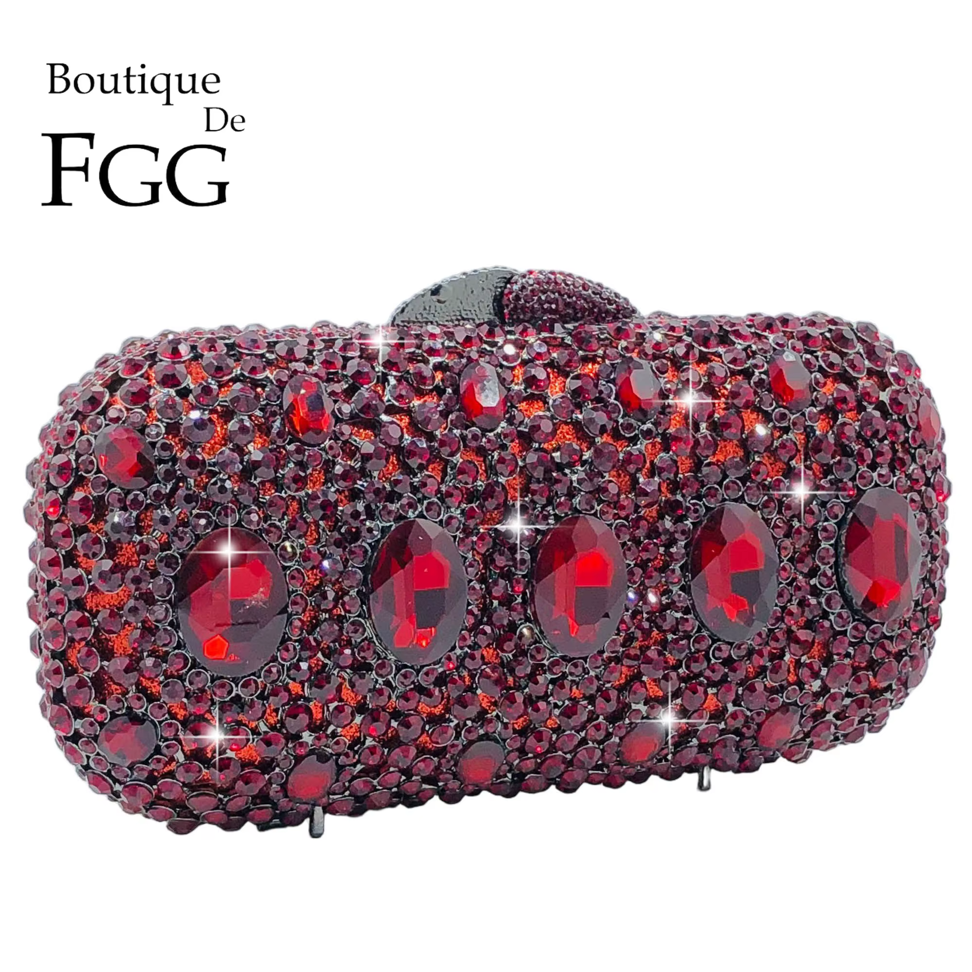 Boutique de FGG Pochette en strass bordeaux pour femme