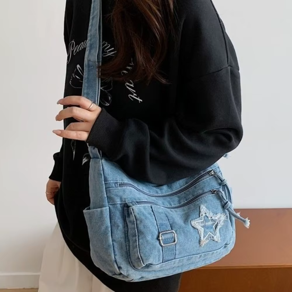 Sac à bandoulière en jean durable avec sangle réglable