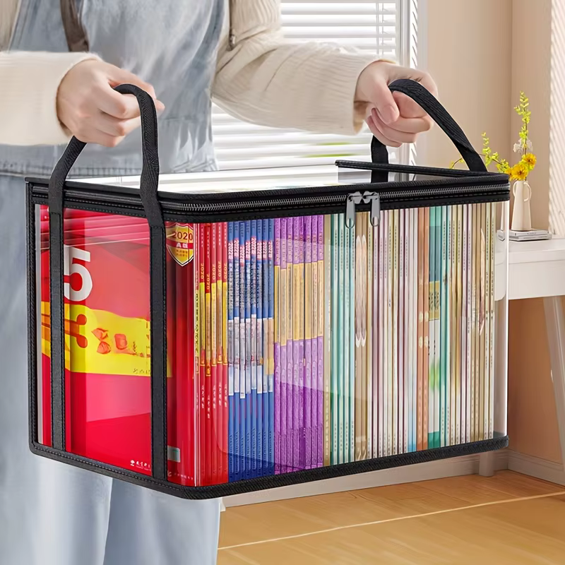 Sac de rangement en PVC avec couvercle rabattable et fenêtre de visualisation – Organisateur rectangulaire durable pour