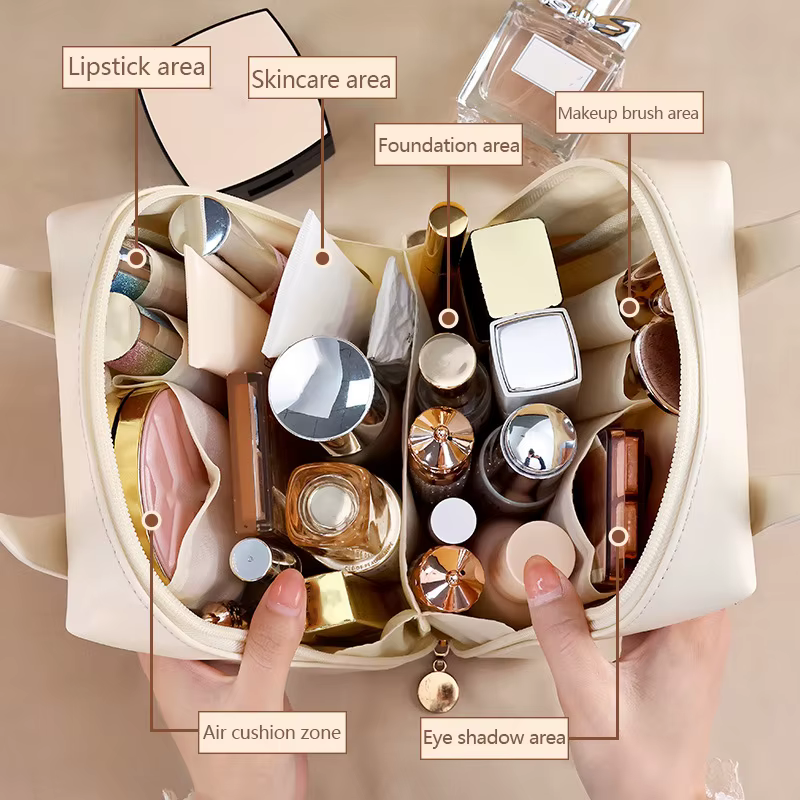 Sac à cosmétiques Portable de grande capacité, sac de rangement de maquillage étanche, sac de rangement de cosmétiques tendance de haute valeur esthétique