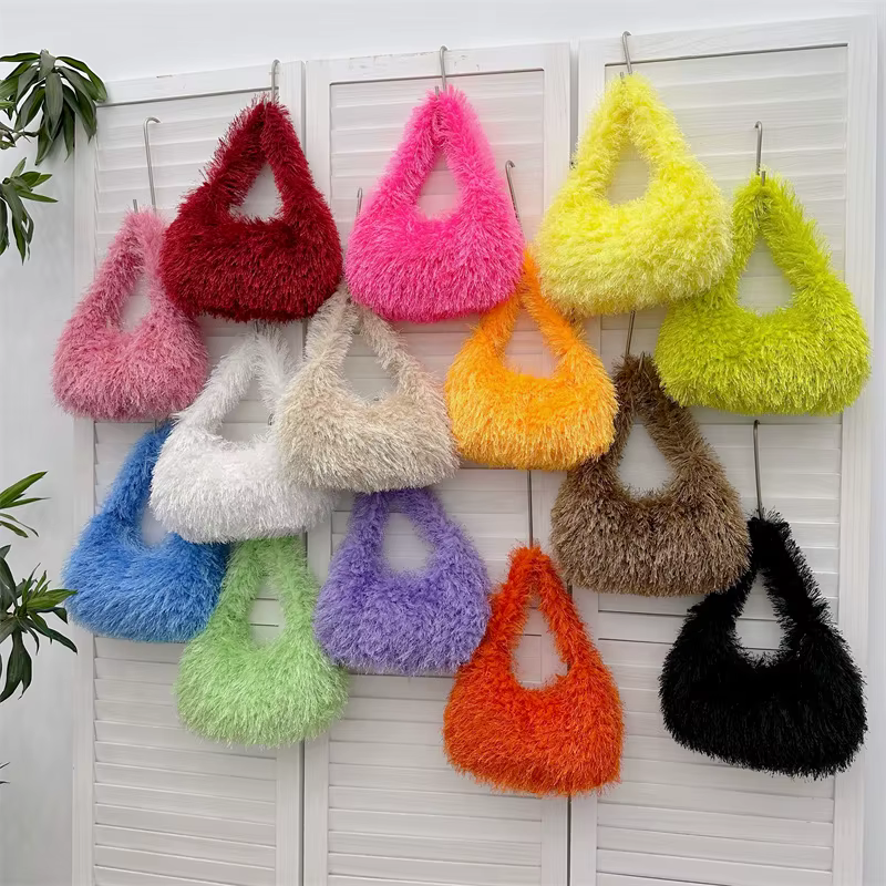 Sac à Main en Fausse Fourrure pour Femme