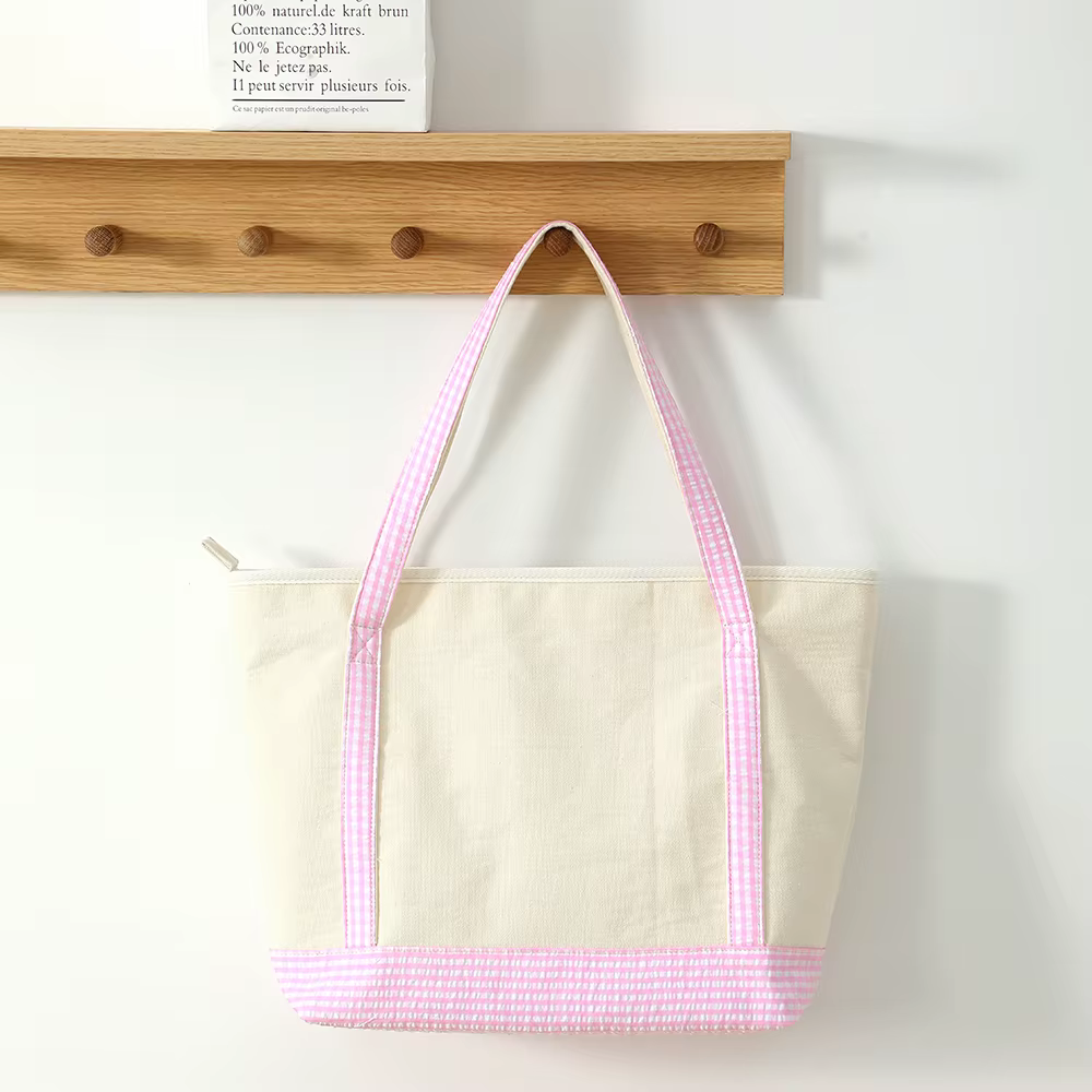Sac fourre-tout en toile vichy pour femmes